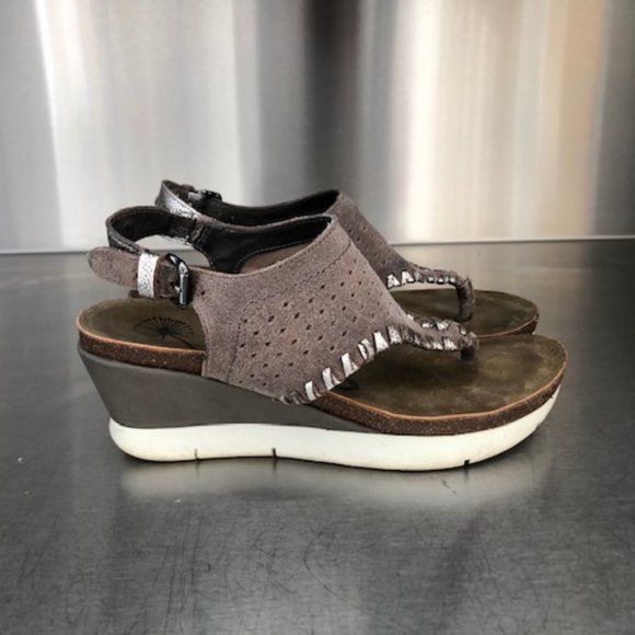 Amazon.com | OTBT Women OTBT pewter suede wedge sandals from Sundance.